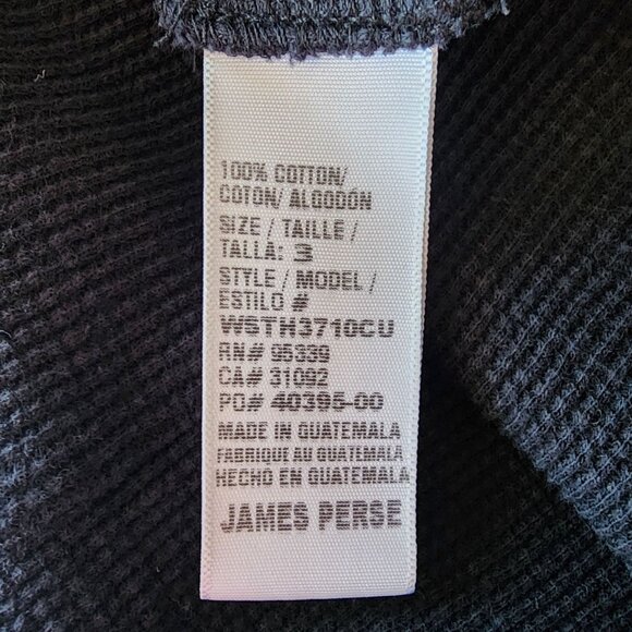 James Perse Standard Womens Large / 3 Top Waffle Knit Black Thermal Long Sleeve - Picture 7 of 9
